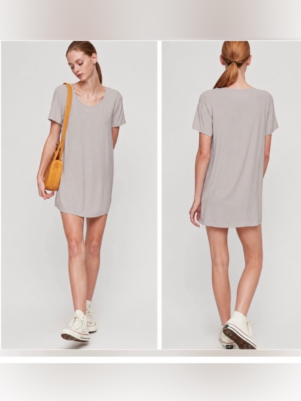 Wilfred Free Scoop Neck Mini Dress in Light Taupe